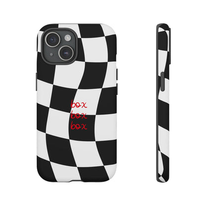 Black and Red Checkered F1 Phone Case, Box Box Box F1 Phone Case