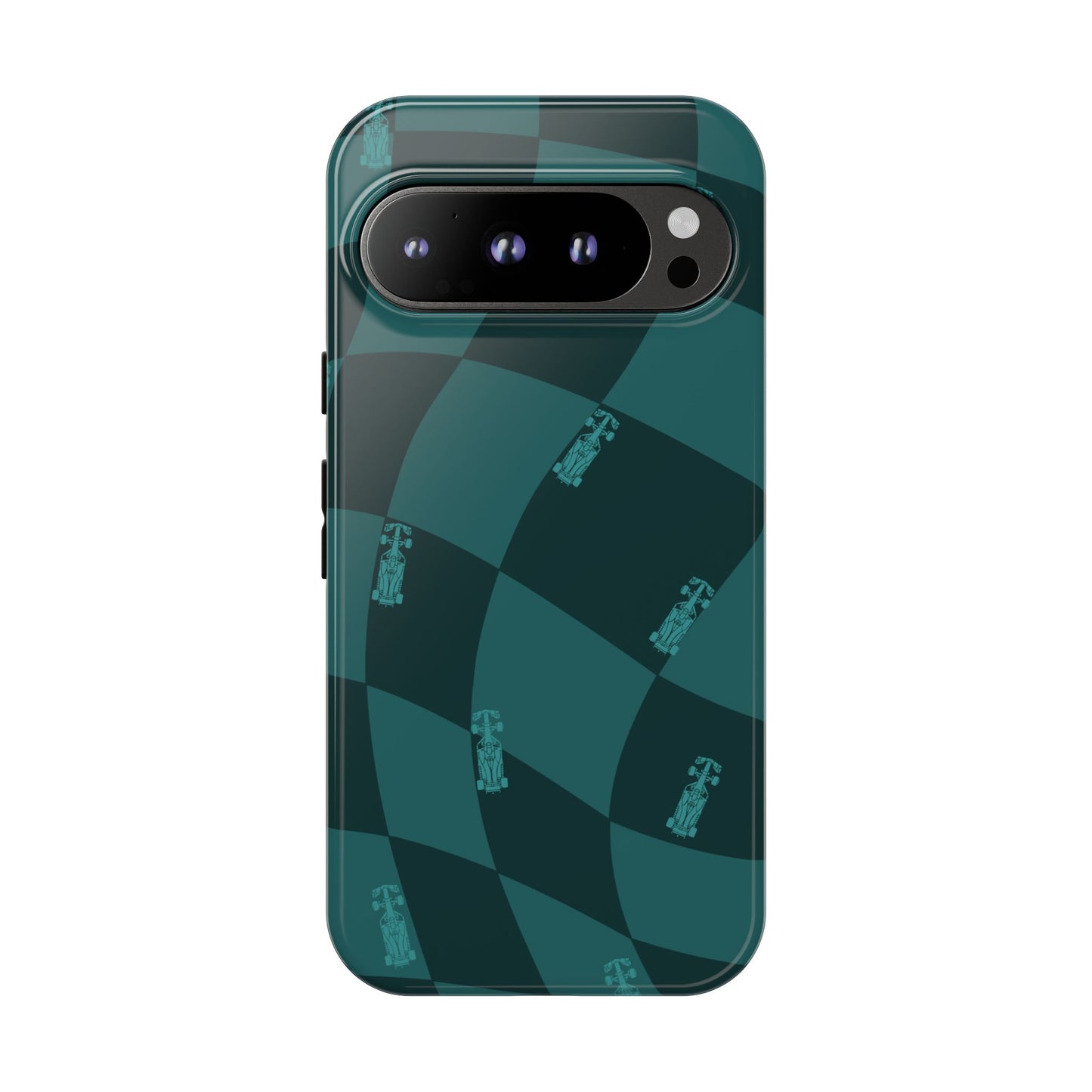 F1 Phone Case Teal Checkered Design, Trendy F1 Gift, Formula 1 Gift, Cute F1 Phone Case, Unique Formula One Phone Case