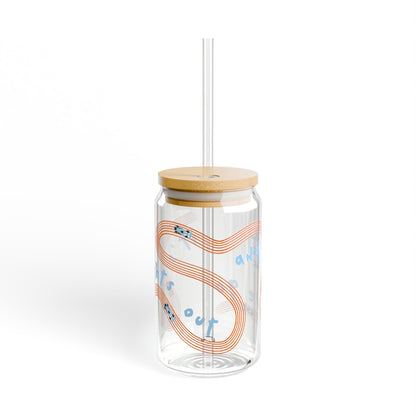 McLaren F1 Orange and Blue It's Lights Out sipper glass | 16oz