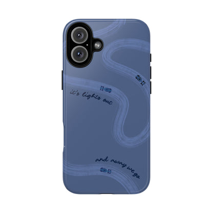 F1 Phone Case Monochrome Dark Blue Painted "its lights out and away we go", Trendy F1 Gift, Formula 1 Gift, Cute F1 Phone Case, Phone Case