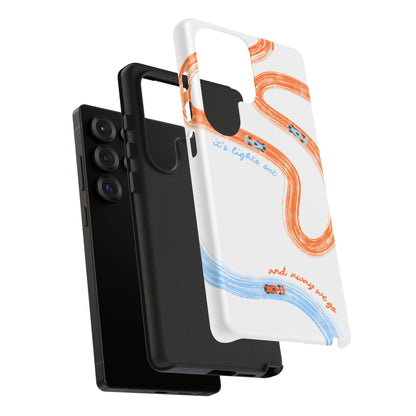 McLaren F1 Phone Case Orange and Blue Painted "its lights out and away we go", Trendy F1 Gift, Formula 1 Gift, Cute F1 Phone Case