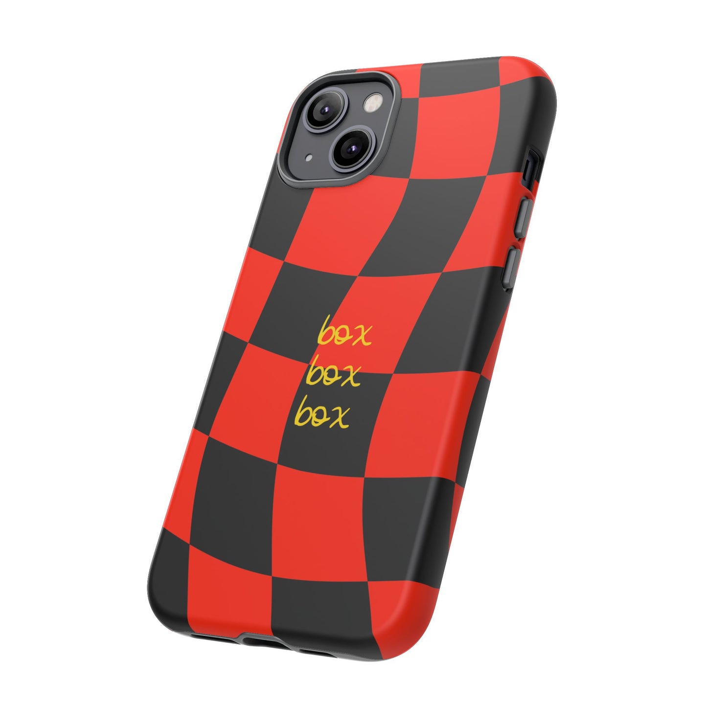 F1 Ferrari Black and Red Checkered Phone Case, Box Box Box F1 Phone Case