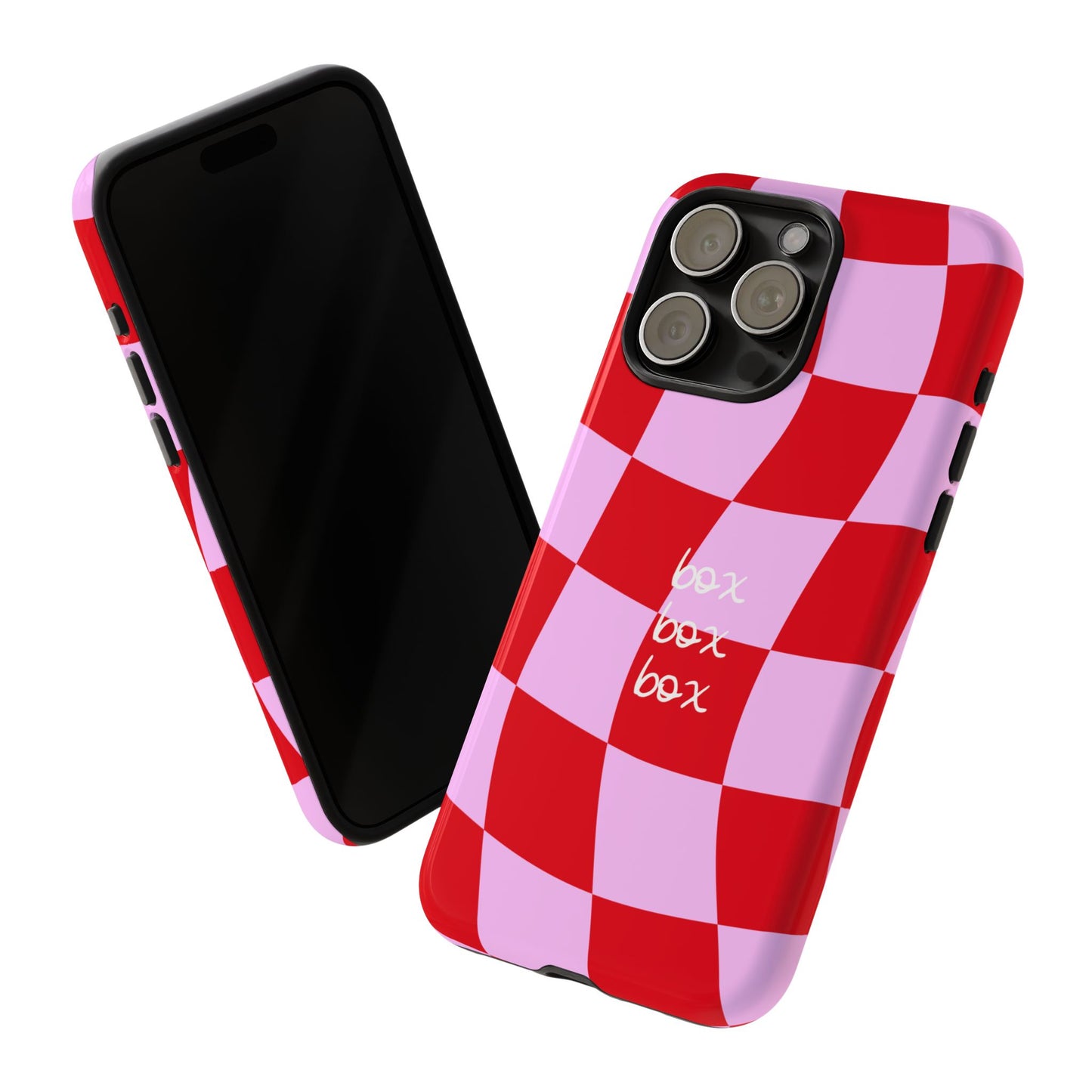 Pink and Red Checkered F1 Phone Case, Box Box Box F1 Phone Case