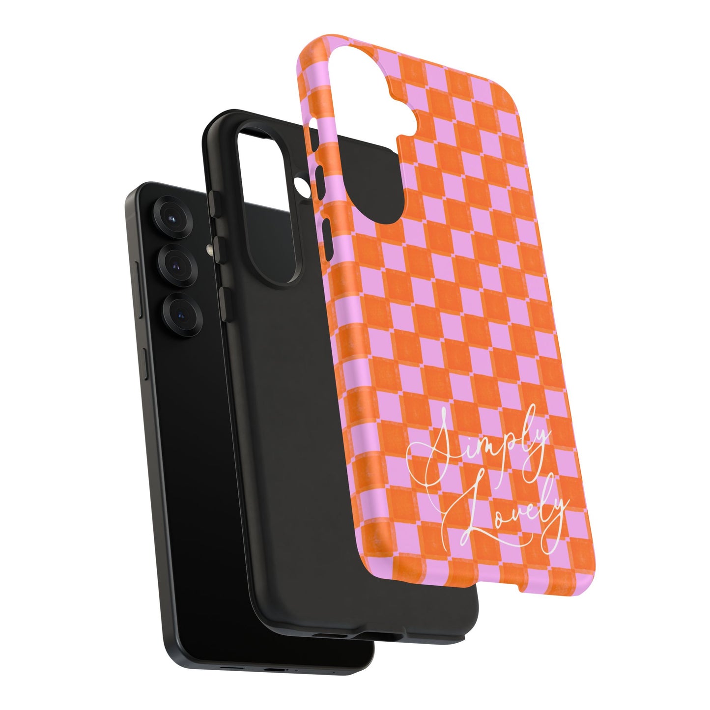 Simply Lovely Orange and Pink Checkered F1 Phone Case Design, Trendy F1 Gift, Formula 1 Gift, Cute F1 Phone Case