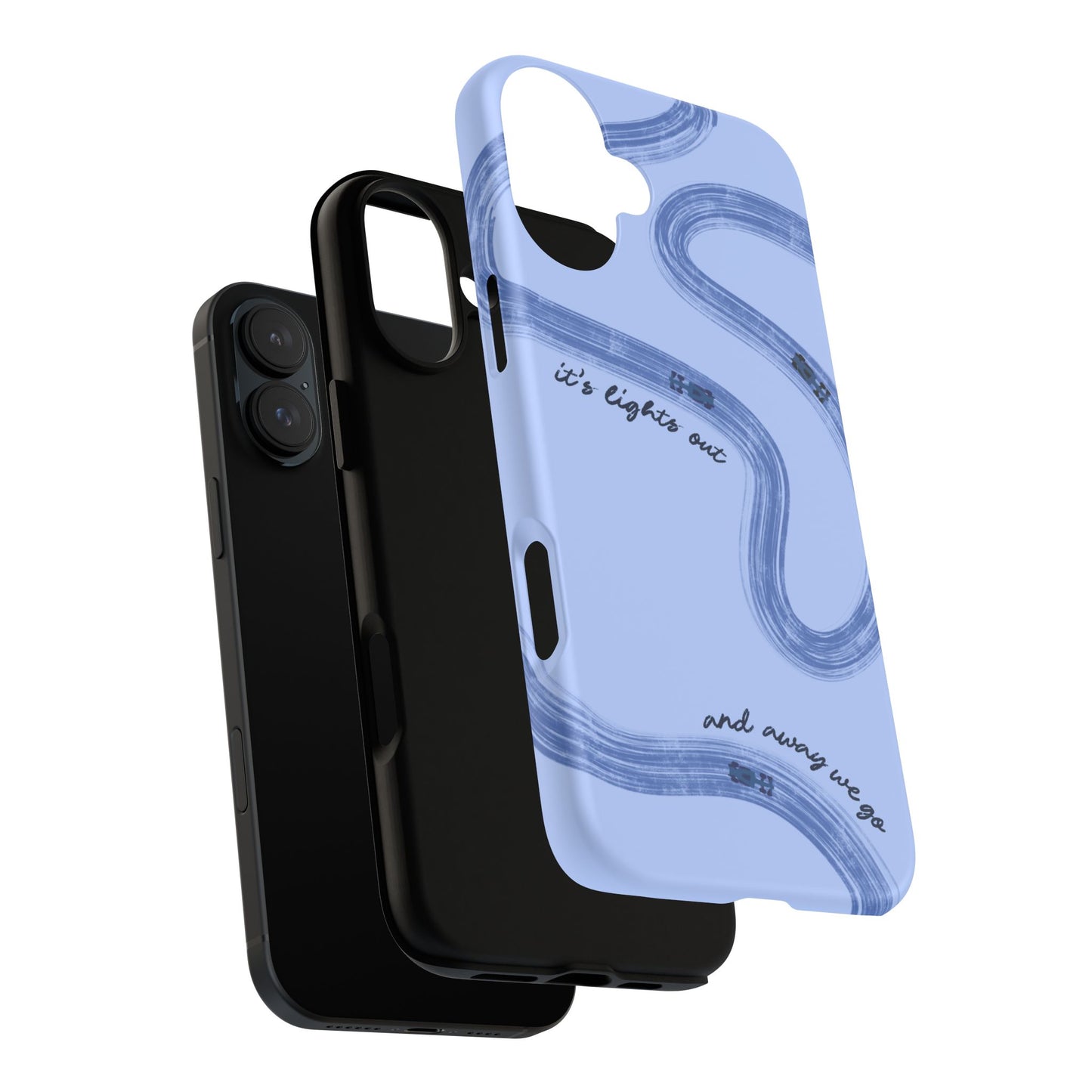 F1 Phone Case Monochrome Blue Painted "its lights out and away we go", Trendy F1 Gift, Formula 1 Gift, Cute F1 Phone Case, Phone Case