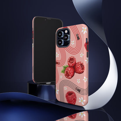 Red F1 Haas and Raspberries Phone Case, Trendy F1 Gift, Formula 1 Gift, Cute Fruit F1 Phone Case, Unique Phone Case