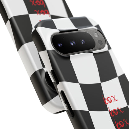 Black and Red Checkered F1 Phone Case, Box Box Box F1 Phone Case