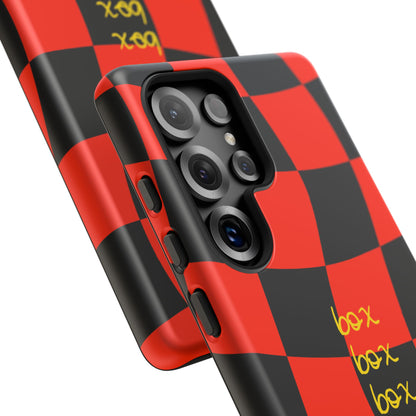 F1 Ferrari Black and Red Checkered Phone Case, Box Box Box F1 Phone Case