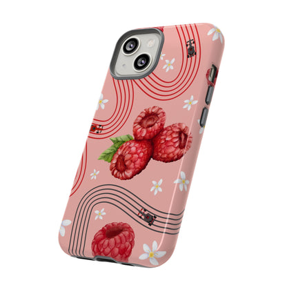 Red F1 Haas and Raspberries Phone Case, Trendy F1 Gift, Formula 1 Gift, Cute Fruit F1 Phone Case, Unique Phone Case