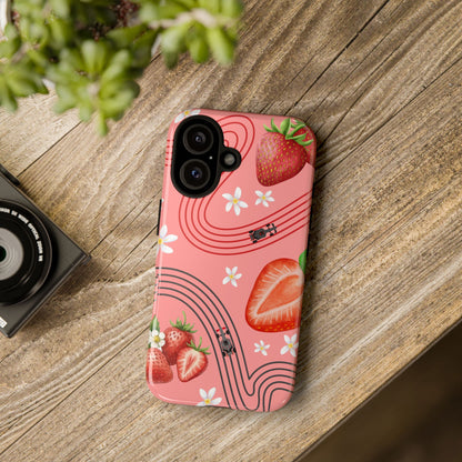 Red F1 Audi and Strawberries Phone Case, Trendy F1 Gift, Formula 1 Gift, Cute Fruit F1 Phone Case, Unique Phone Case