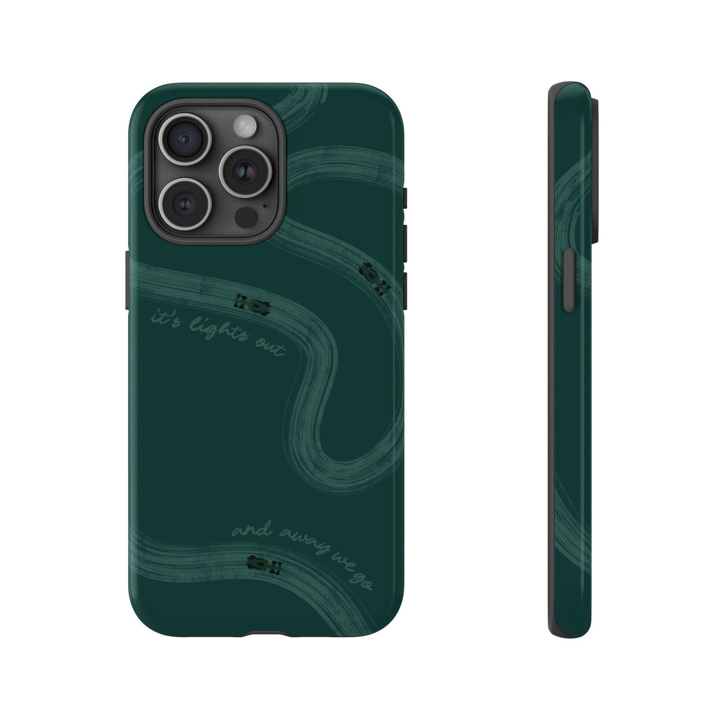 F1 Phone Case Monochrome Green Painted "its lights out and away we go", Trendy F1 Gift, Formula 1 Gift, Cute F1 Phone Case, Phone Case