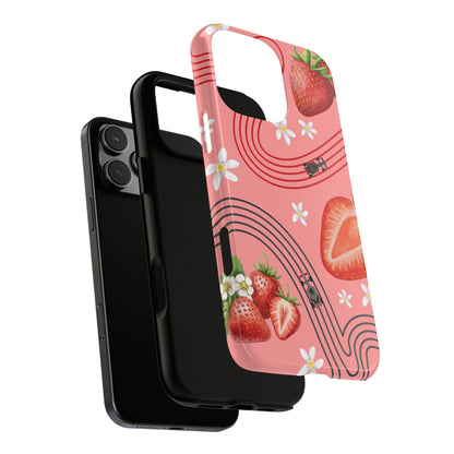 Red F1 Audi and Strawberries Phone Case, Trendy F1 Gift, Formula 1 Gift, Cute Fruit F1 Phone Case, Unique Phone Case