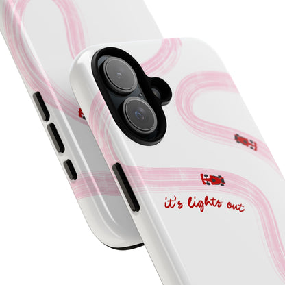 F1 Phone Case Pink and Red Painted "its lights out and away we go", Trendy F1 Gift, Formula 1 Gift, Cute F1 Phone Case, Unique Phone Case