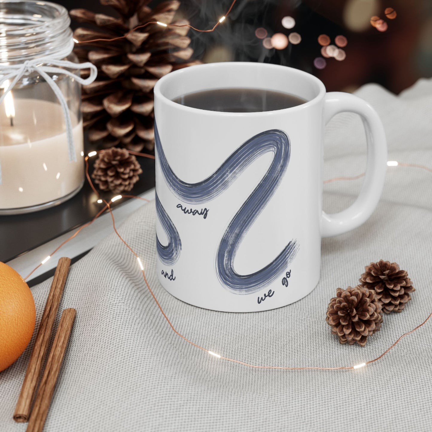 Blue F1 Painted It's Lights Out and Away We Go Mug, Unique Gift for Coffee Lovers, Whimsical Formula 1 Gift