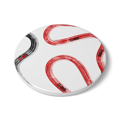 F1 Ferrari Ceramic Coaster - Red and Black Painted Tracks
