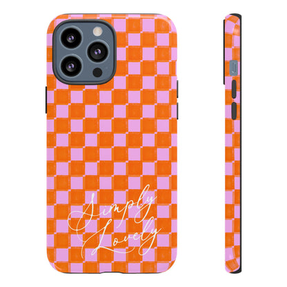 Simply Lovely Orange and Pink Checkered F1 Phone Case Design, Trendy F1 Gift, Formula 1 Gift, Cute F1 Phone Case