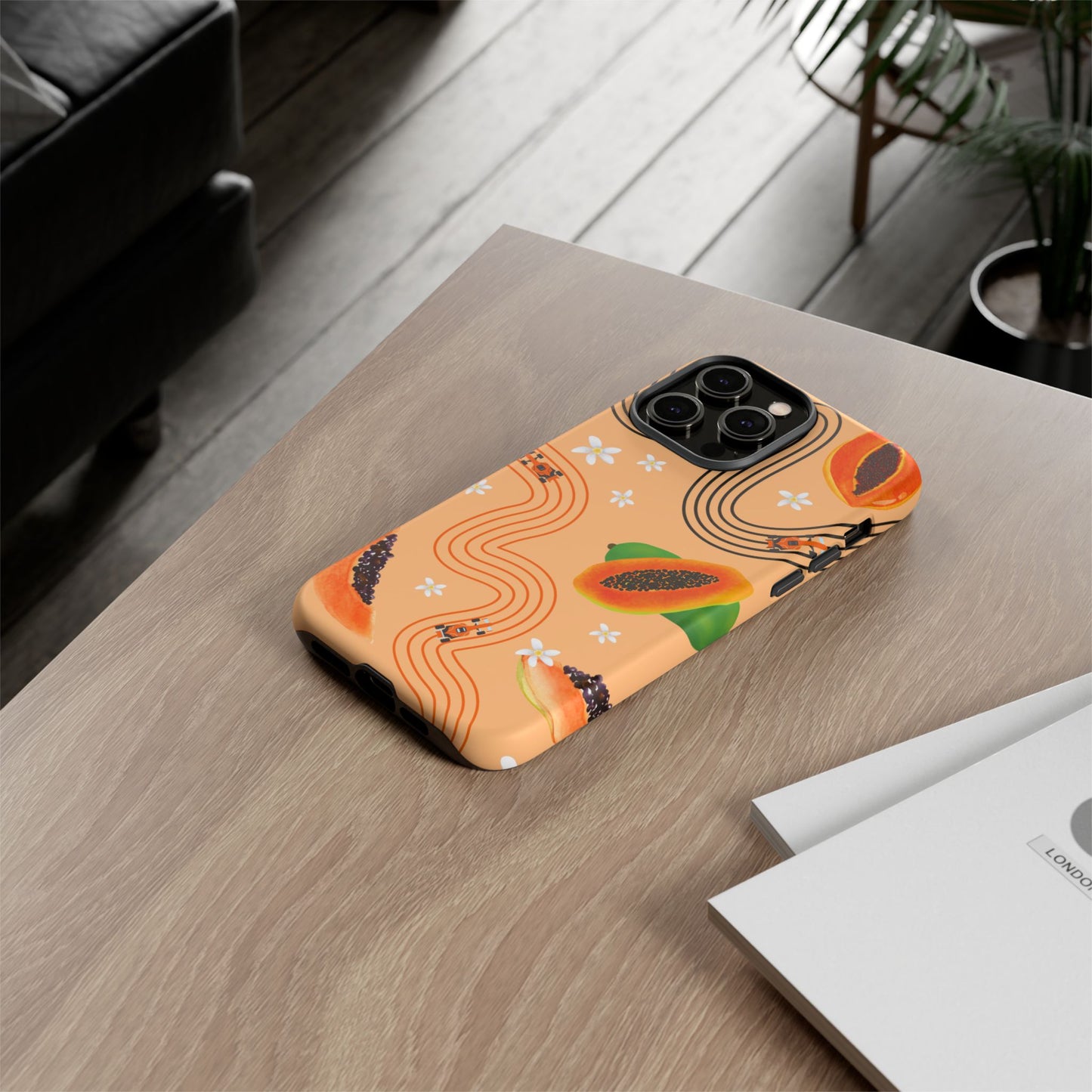 Orange F1 McLaren and Papaya Phone Case, Trendy F1 Gift, Formula 1 Gift, Cute Fruit F1 Phone Case, Unique Phone Case
