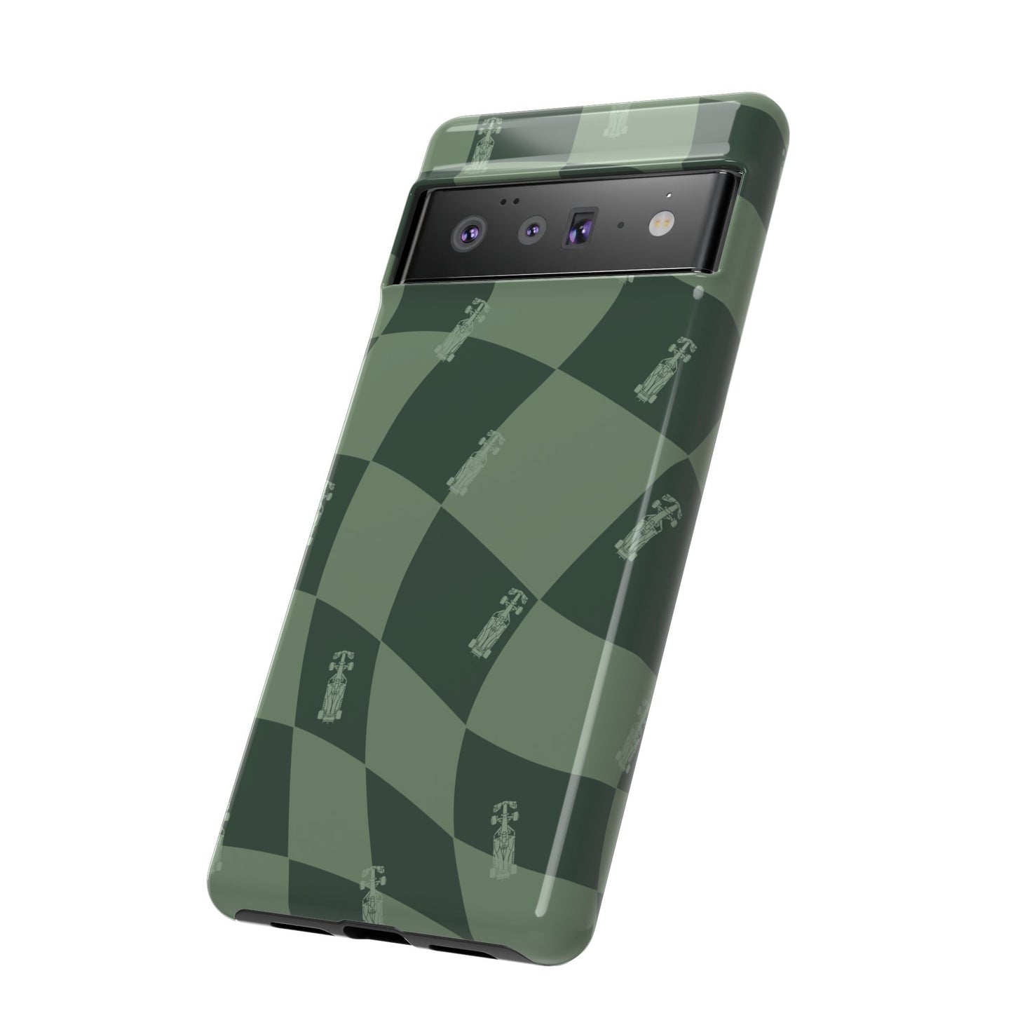F1 Phone Case Green Checkerboard Design, Trendy F1 Gift, Formula 1 Gift, Cute F1 Phone Case, Unique Formula One Phone Case