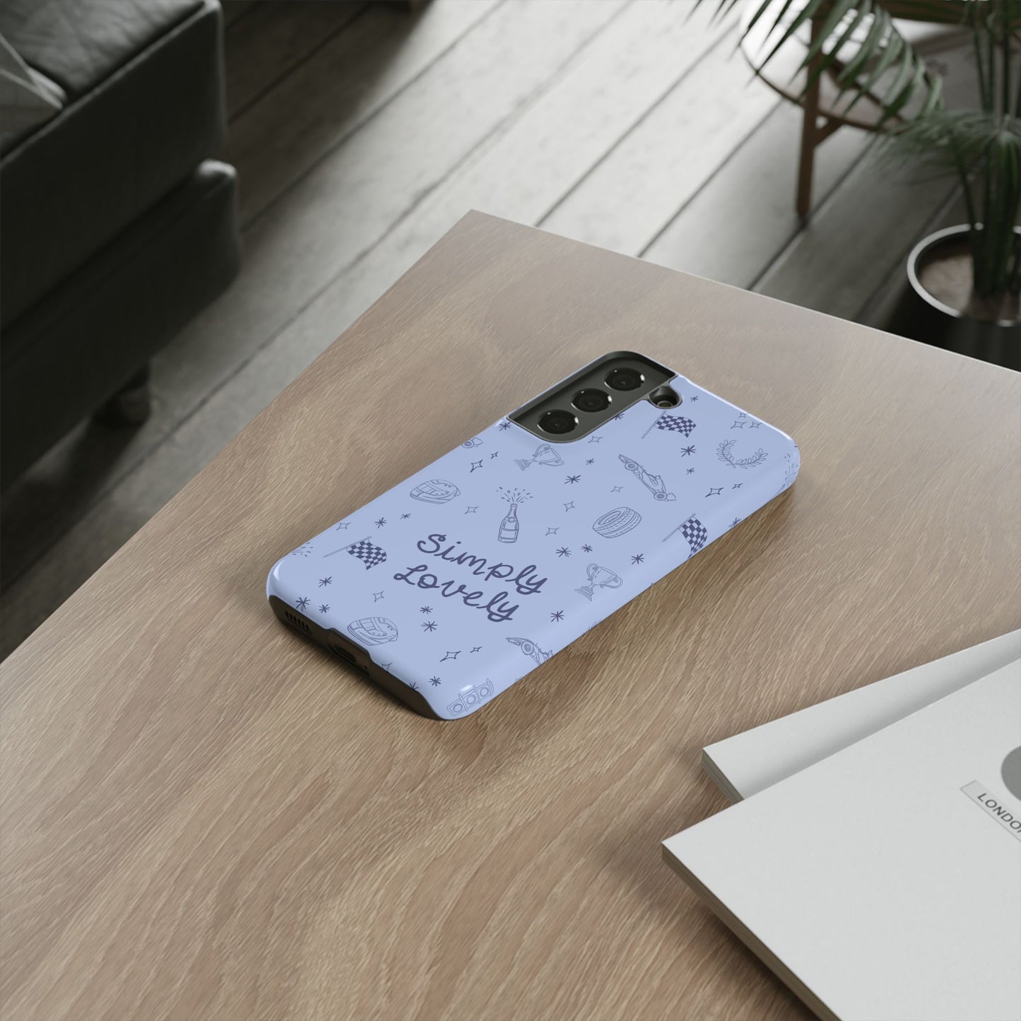 Blue Doodle "Simply Lovely" F1 Phone Case Design