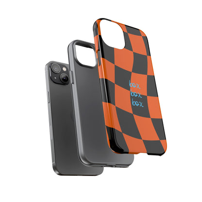 McLaren Orange and Black Checkered F1 Phone Case, Box Box Box F1 Phone Case
