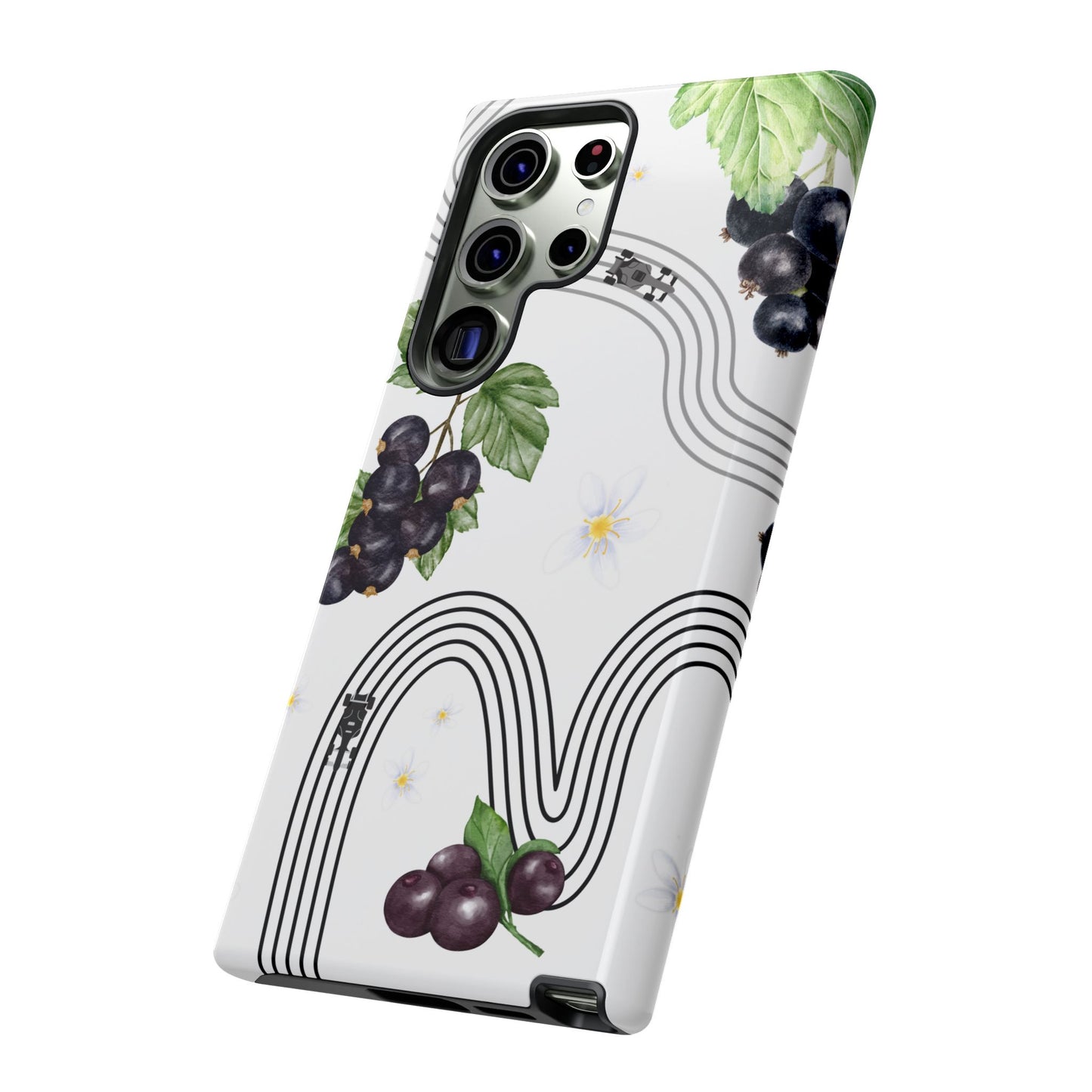 F1 Cadillac and Black Currants Phone Case, Trendy F1 Gift, Formula 1 Gift, Cute Fruit F1 Phone Case, Unique Phone Case