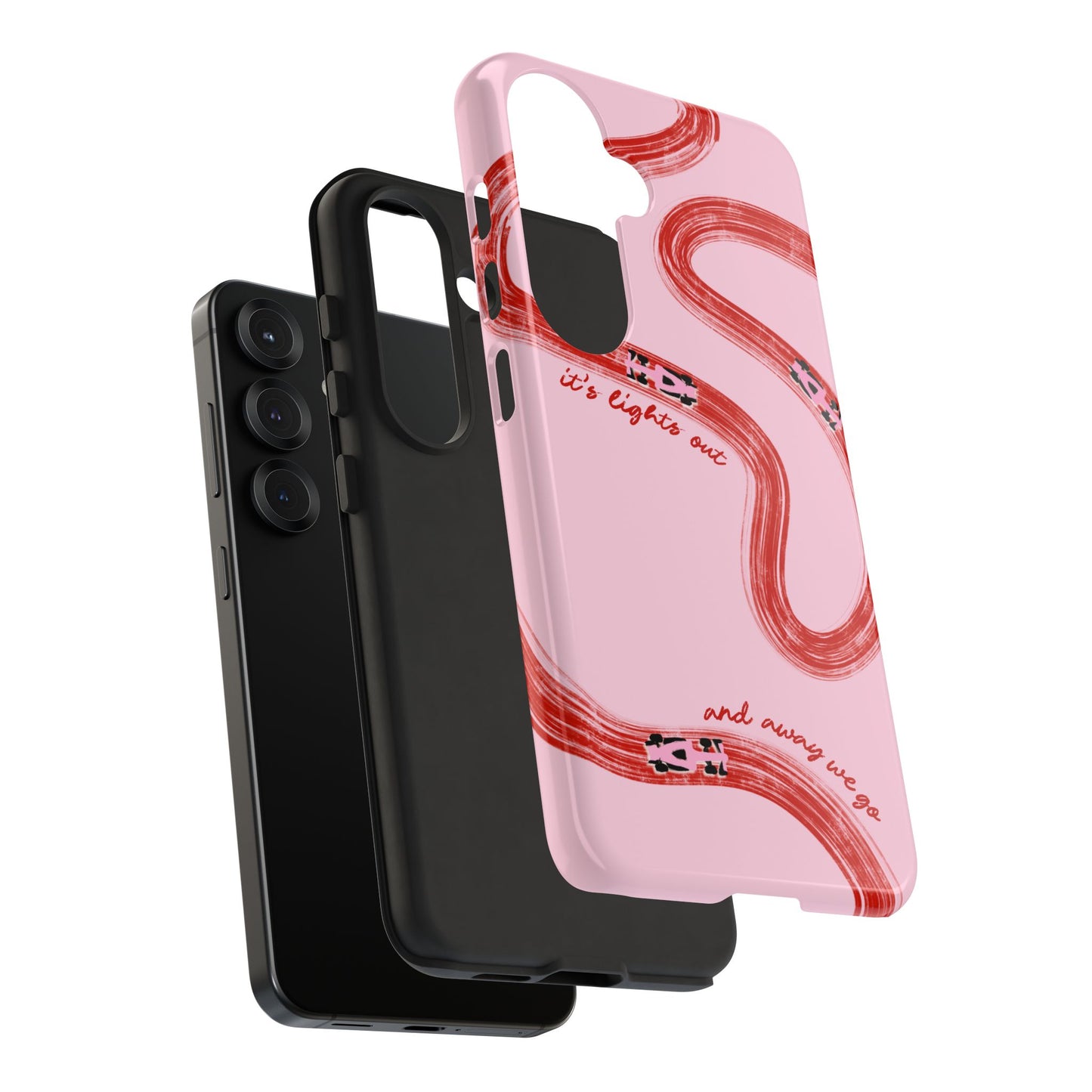 F1 Phone Case Pink and Red Painted "its lights out and away we go", Trendy F1 Gift, Formula 1 Gift, Cute F1 Phone Case, Unique Phone Case