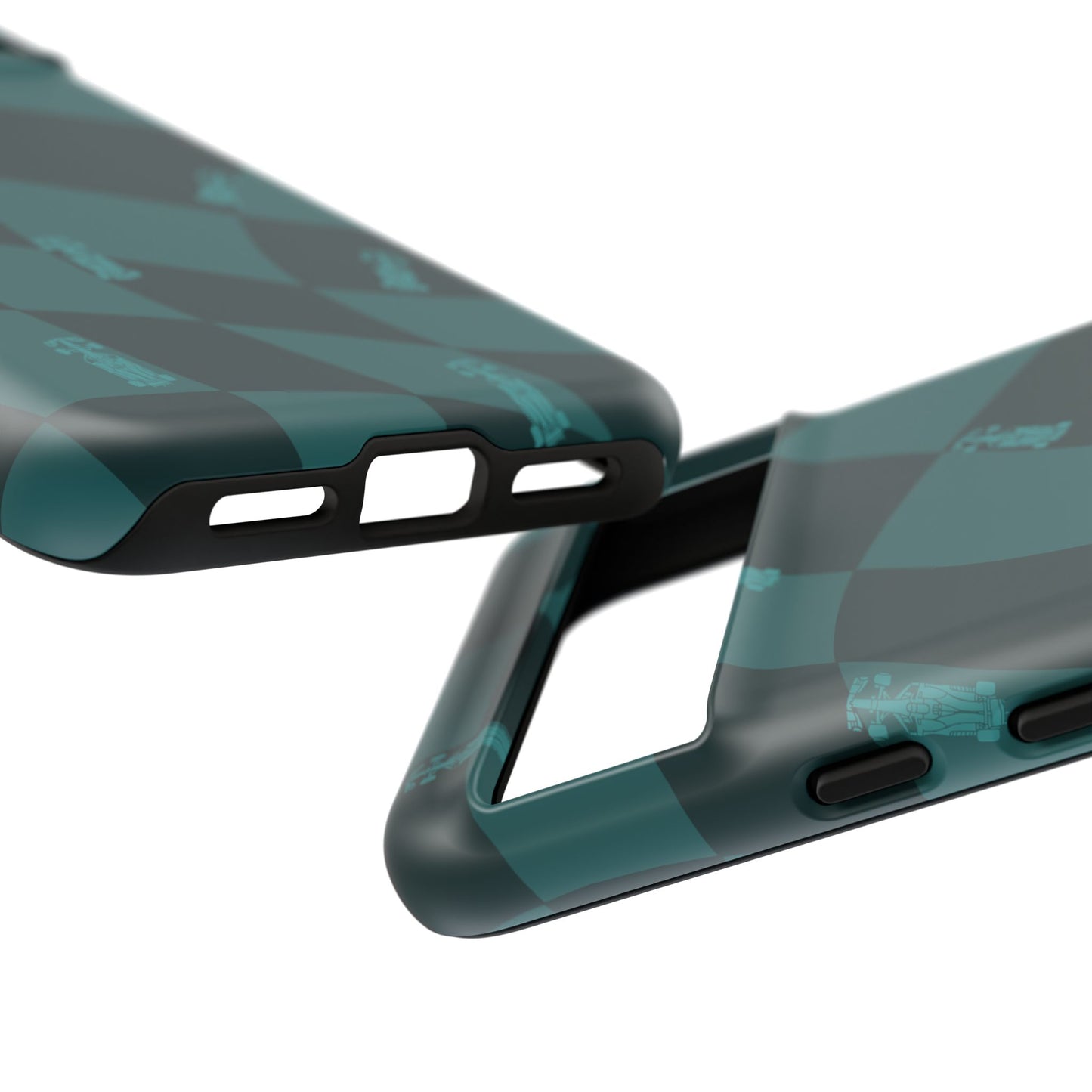 F1 Phone Case Teal Checkered Design, Trendy F1 Gift, Formula 1 Gift, Cute F1 Phone Case, Unique Formula One Phone Case