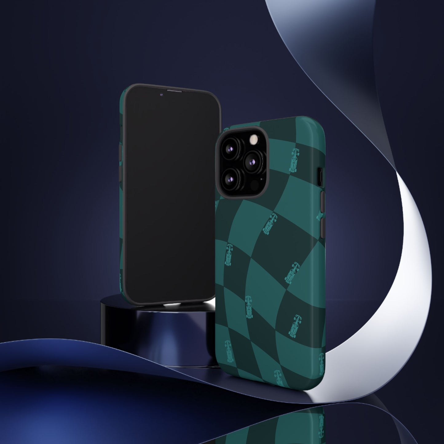 F1 Phone Case Teal Checkered Design, Trendy F1 Gift, Formula 1 Gift, Cute F1 Phone Case, Unique Formula One Phone Case