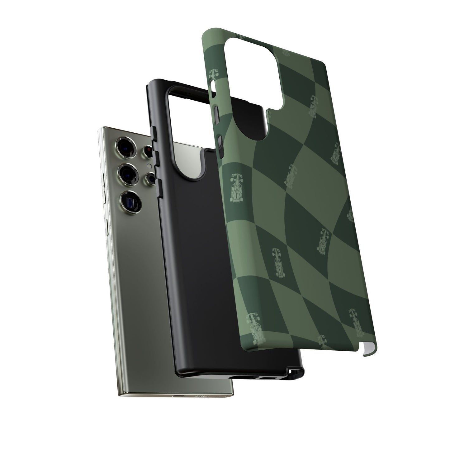 F1 Phone Case Green Checkerboard Design, Trendy F1 Gift, Formula 1 Gift, Cute F1 Phone Case, Unique Formula One Phone Case