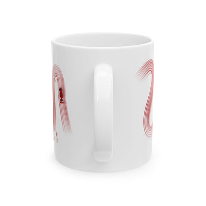 Red Painted F1  It's Lights Out and Away We Go Mug, Unique Gift for Coffee Lovers, Whimsical Formula 1 Gift