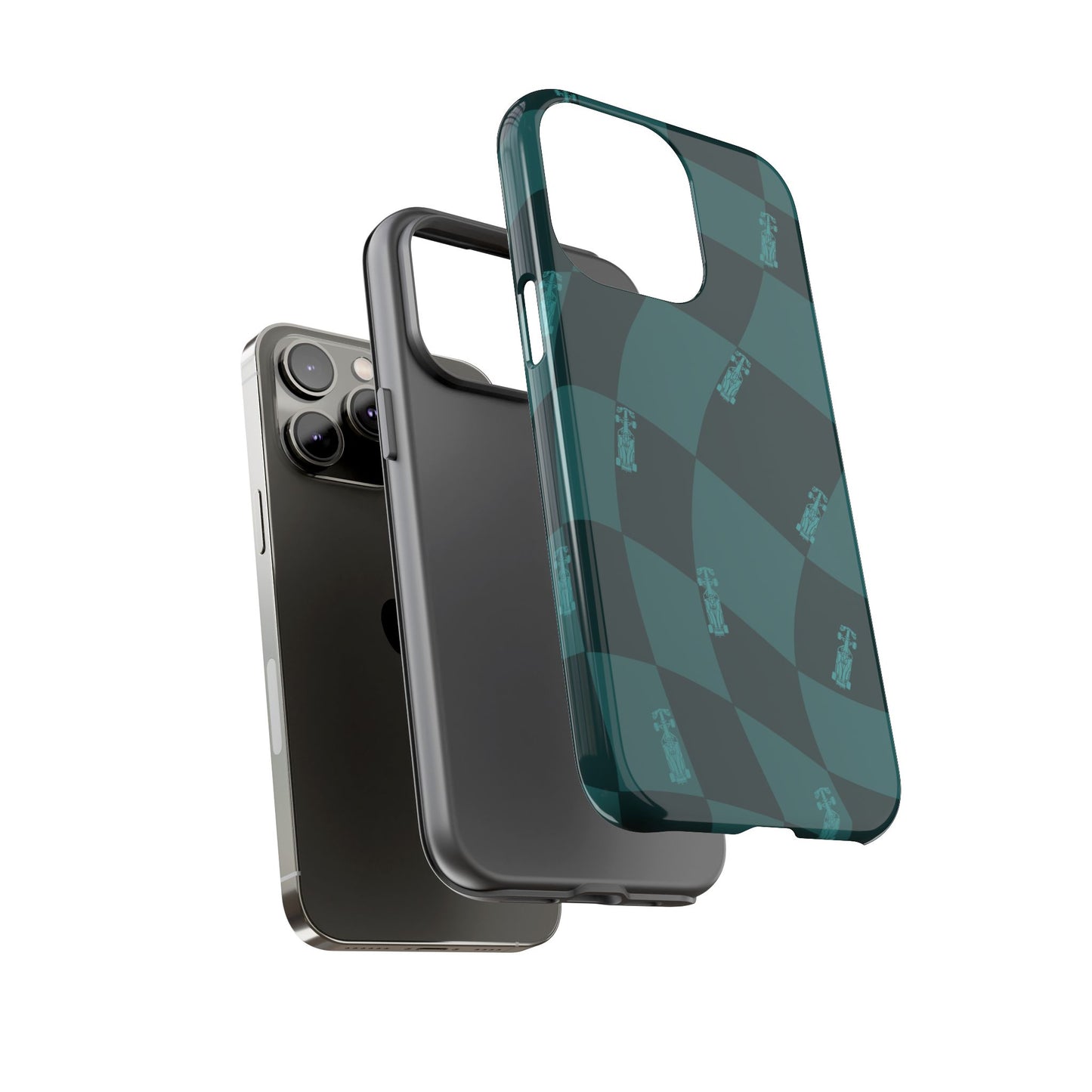 F1 Phone Case Teal Checkered Design, Trendy F1 Gift, Formula 1 Gift, Cute F1 Phone Case, Unique Formula One Phone Case