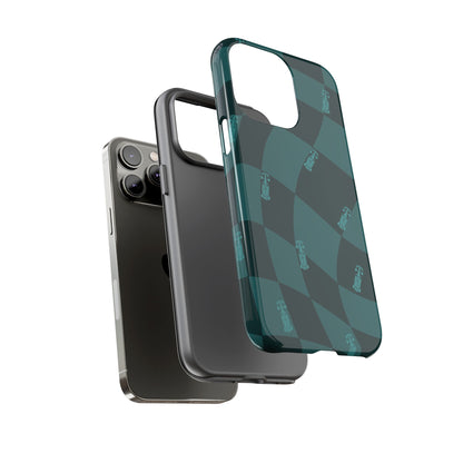 F1 Phone Case Teal Checkered Design, Trendy F1 Gift, Formula 1 Gift, Cute F1 Phone Case, Unique Formula One Phone Case