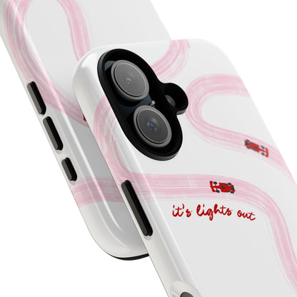 F1 Phone Case Pink and Red Painted "its lights out and away we go", Trendy F1 Gift, Formula 1 Gift, Cute F1 Phone Case, Unique Phone Case