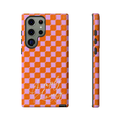 Simply Lovely Orange and Pink Checkered F1 Phone Case Design, Trendy F1 Gift, Formula 1 Gift, Cute F1 Phone Case