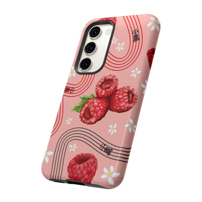 Red F1 Haas and Raspberries Phone Case, Trendy F1 Gift, Formula 1 Gift, Cute Fruit F1 Phone Case, Unique Phone Case