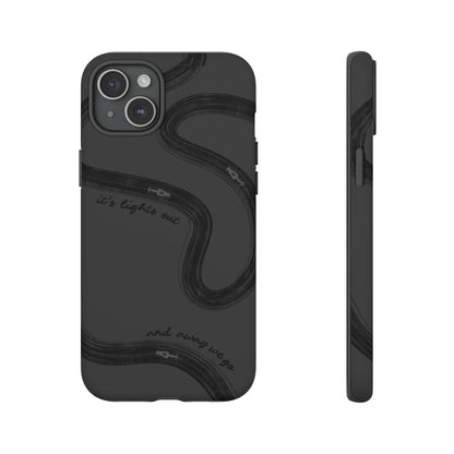F1 Phone Case Monochrome Black Painted "its lights out and away we go", Trendy F1 Gift, Formula 1 Gift, Cute F1 Phone Case, Phone Case