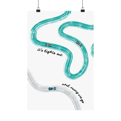 Mercedes Teal and Silver F1 Matte Vertical Poster | F1 Giclée Art Print (US SIZING)