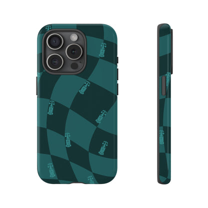 F1 Phone Case Teal Checkered Design, Trendy F1 Gift, Formula 1 Gift, Cute F1 Phone Case, Unique Formula One Phone Case