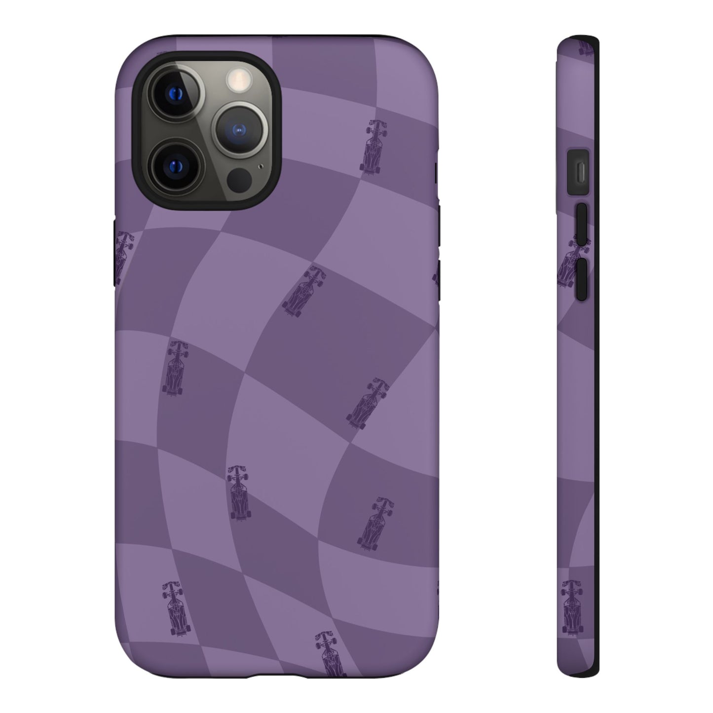 F1 Phone Case Purple Checkered Design, Trendy F1 Gift, Formula 1 Gift, Cute F1 Phone Case, Unique Formula One Phone Case