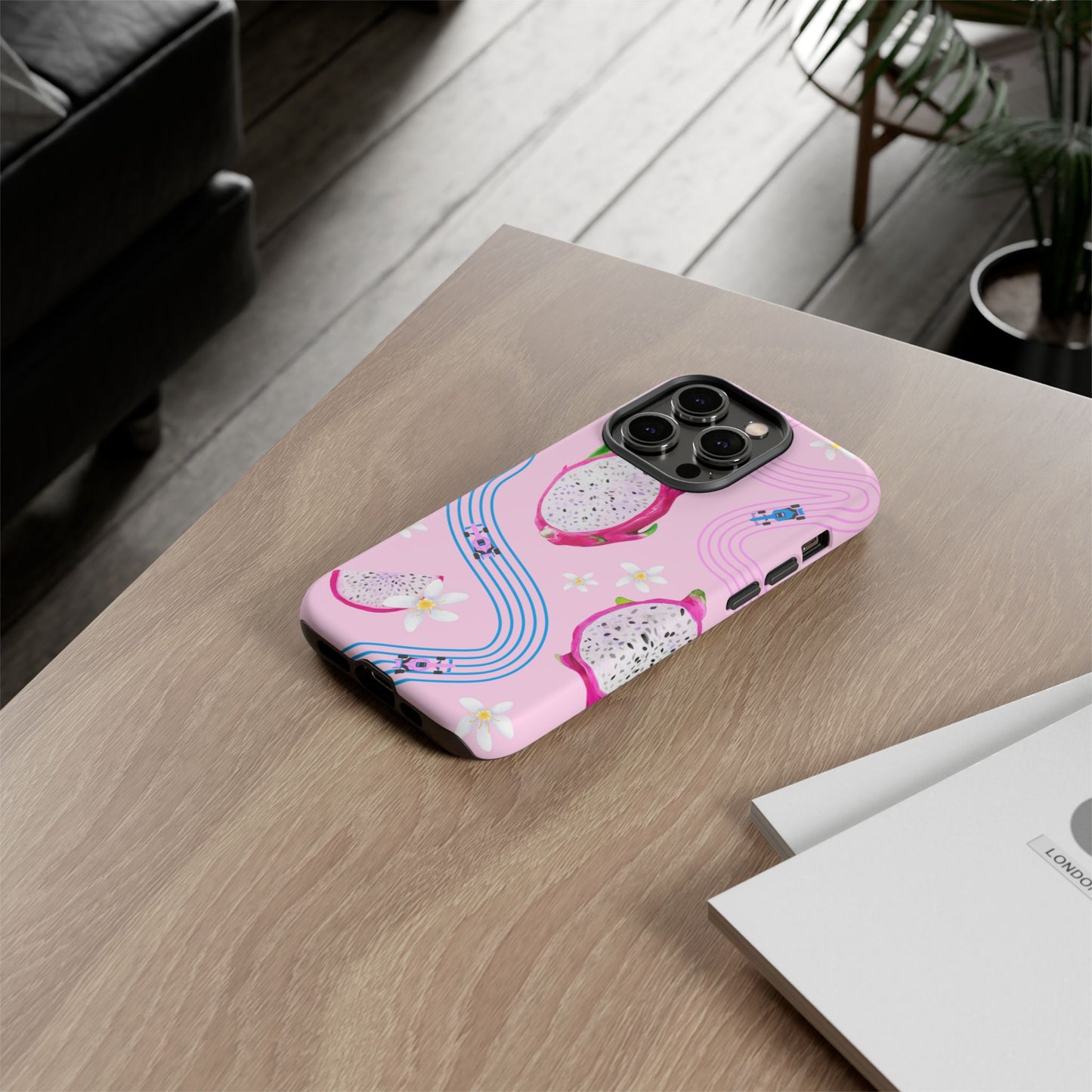 Pink F1 Alpine and Dragonfruit Phone Case, Trendy F1 Gift, Formula 1 Gift, Cute Fruit F1 Phone Case, Unique Phone Case