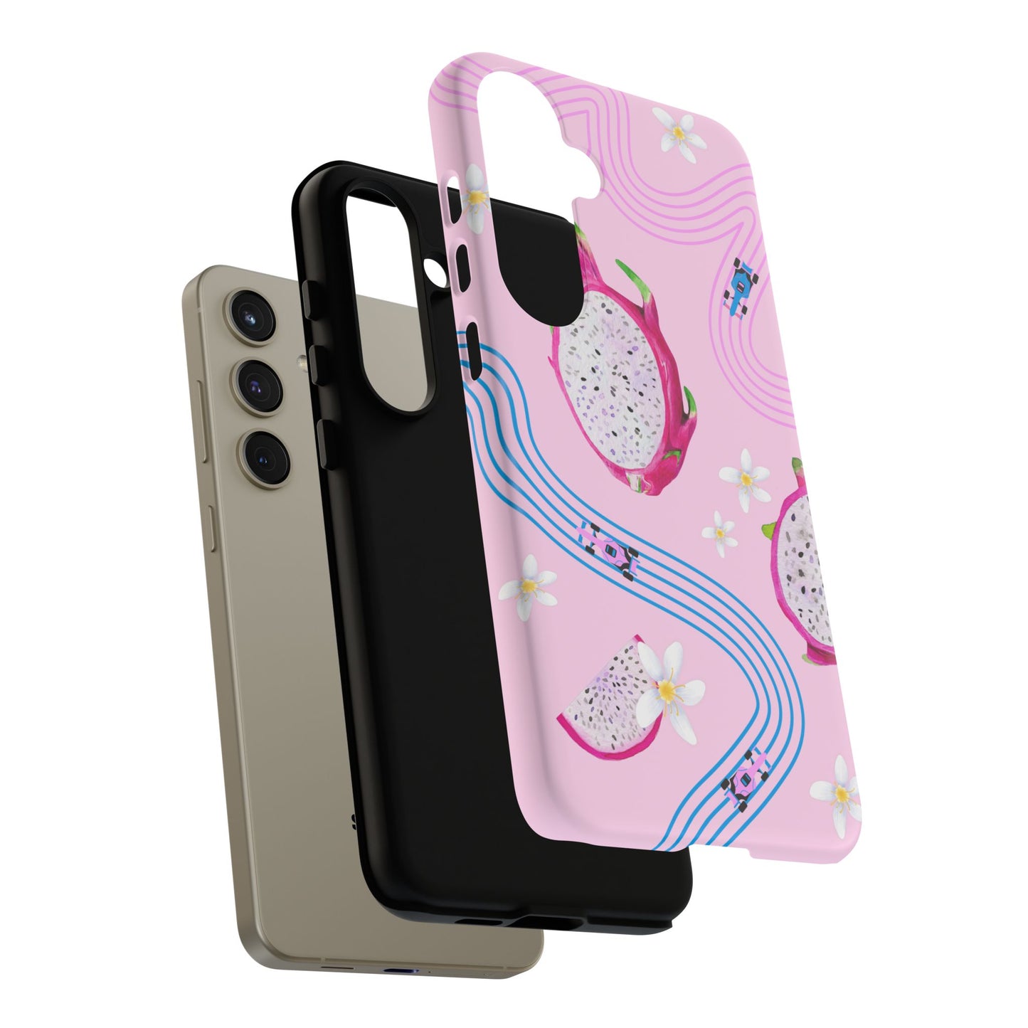Pink F1 Alpine and Dragonfruit Phone Case, Trendy F1 Gift, Formula 1 Gift, Cute Fruit F1 Phone Case, Unique Phone Case