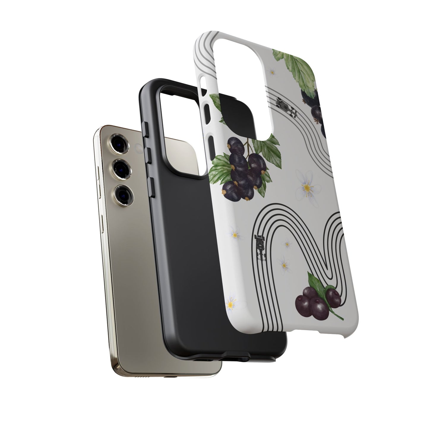 F1 Cadillac and Black Currants Phone Case, Trendy F1 Gift, Formula 1 Gift, Cute Fruit F1 Phone Case, Unique Phone Case