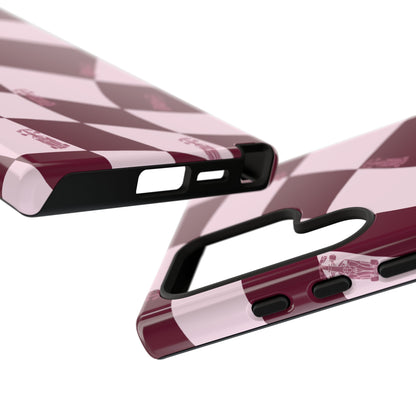 F1 Phone Case Pink Checkered Design, Trendy F1 Gift, Formula 1 Gift, Cute F1 Phone Case, Unique Formula One Phone Case