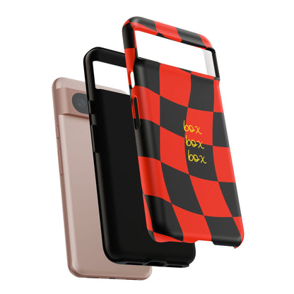 F1 Ferrari Black and Red Checkered Phone Case, Box Box Box F1 Phone Case