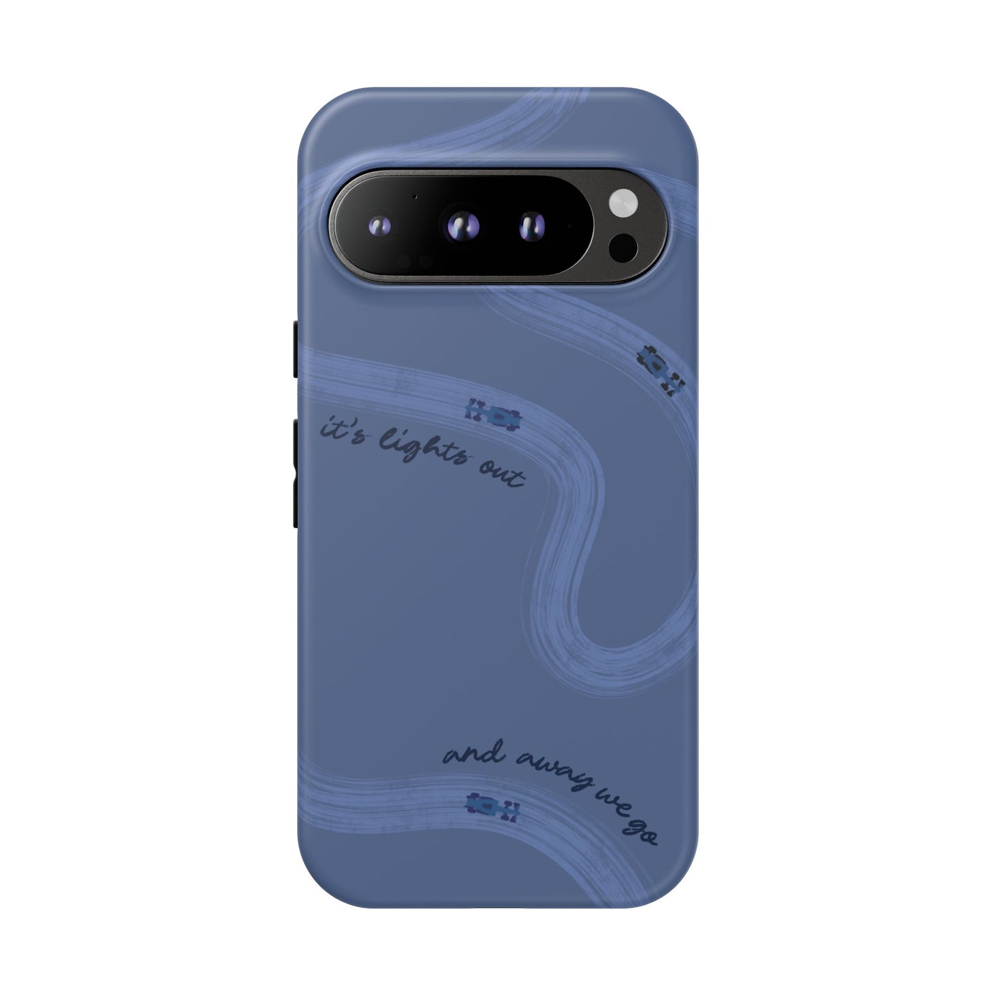 F1 Phone Case Monochrome Dark Blue Painted "its lights out and away we go", Trendy F1 Gift, Formula 1 Gift, Cute F1 Phone Case, Phone Case