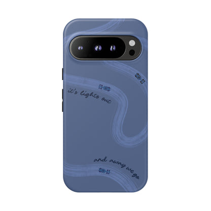 F1 Phone Case Monochrome Dark Blue Painted "its lights out and away we go", Trendy F1 Gift, Formula 1 Gift, Cute F1 Phone Case, Phone Case