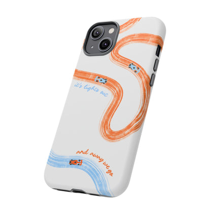 McLaren F1 Phone Case Orange and Blue Painted "its lights out and away we go", Trendy F1 Gift, Formula 1 Gift, Cute F1 Phone Case