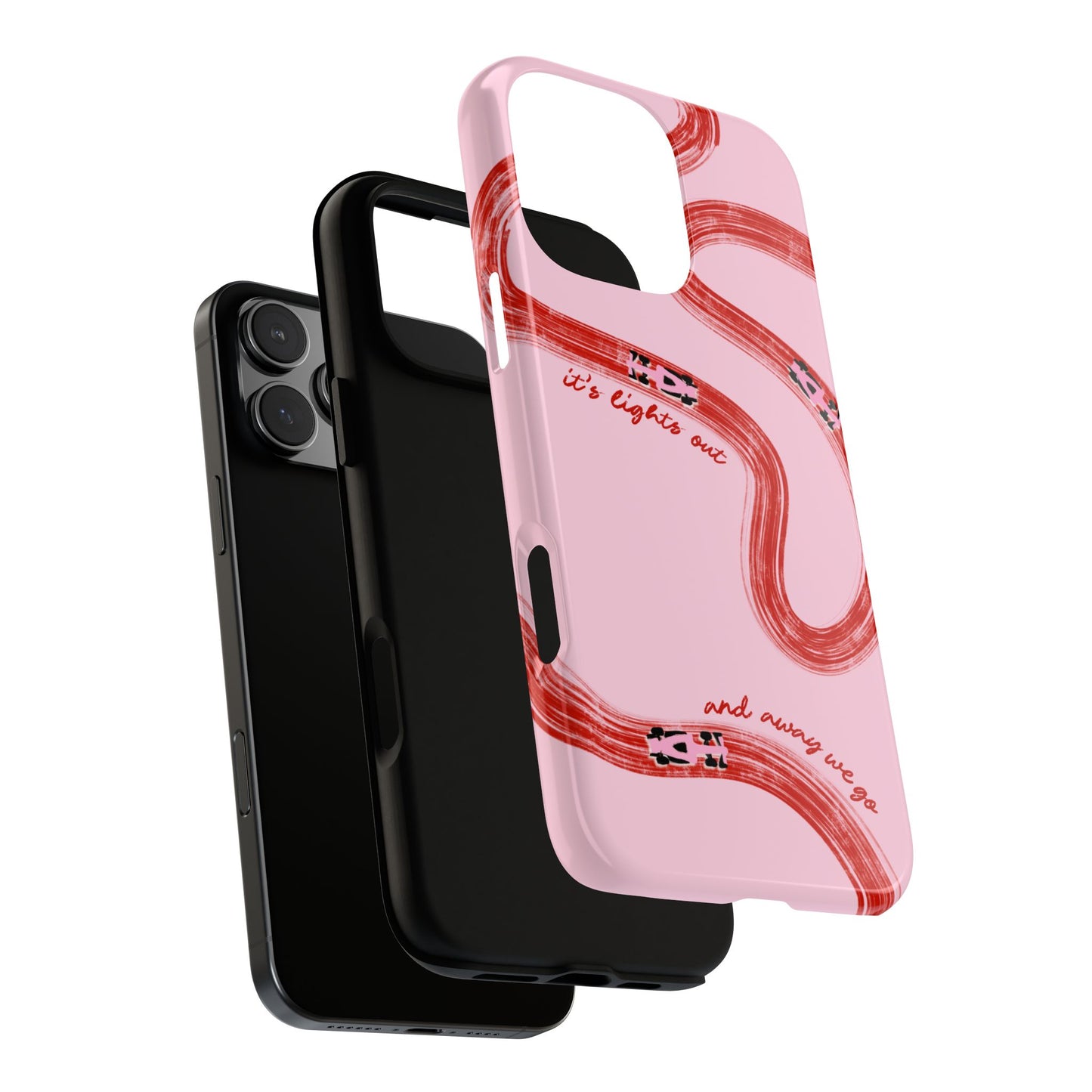 F1 Phone Case Pink and Red Painted "its lights out and away we go", Trendy F1 Gift, Formula 1 Gift, Cute F1 Phone Case, Unique Phone Case