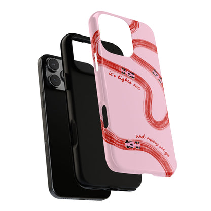 F1 Phone Case Pink and Red Painted "its lights out and away we go", Trendy F1 Gift, Formula 1 Gift, Cute F1 Phone Case, Unique Phone Case