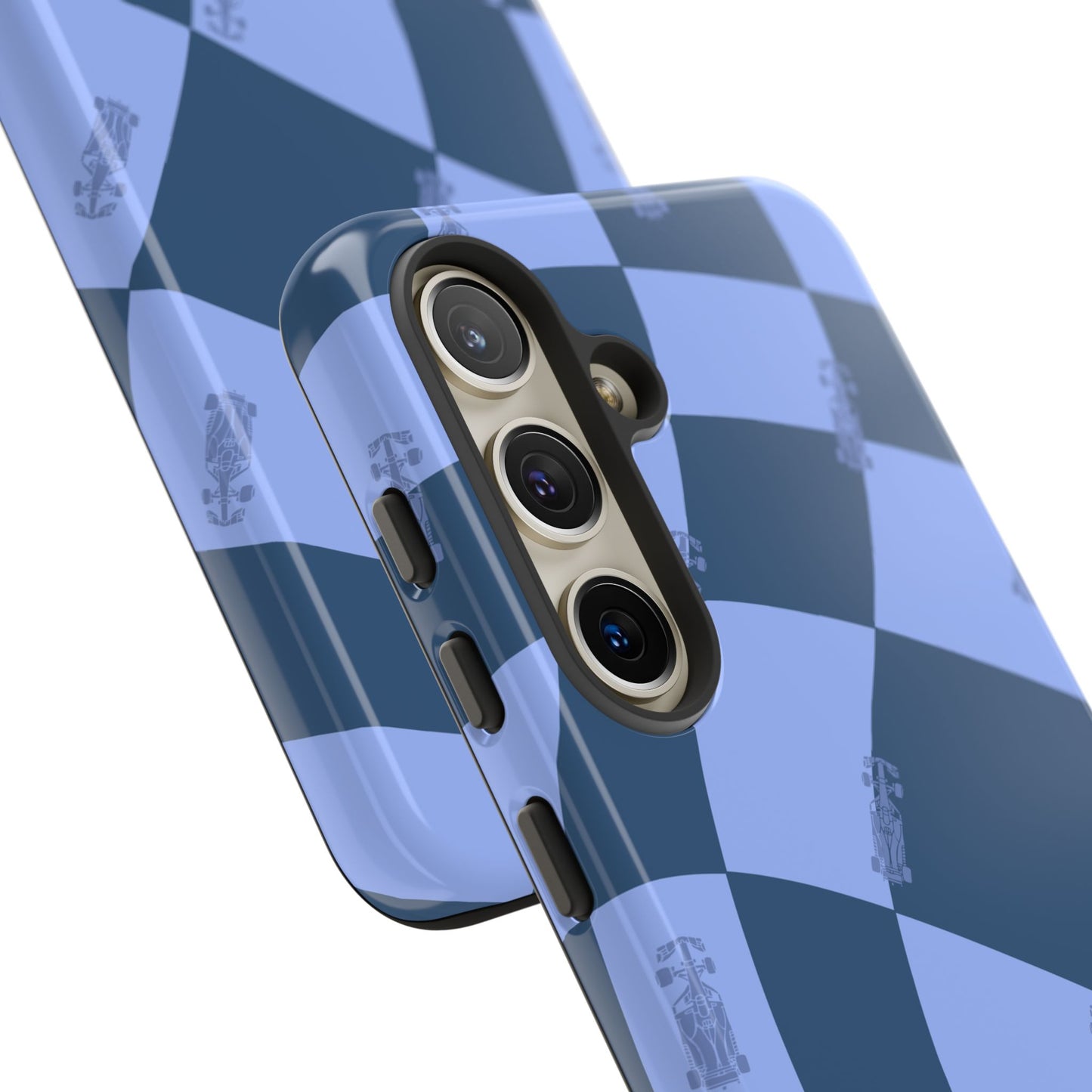 F1 Phone Case Blue Checkerboard Design, Trendy F1 Gift, Formula 1 Gift, Cute F1 Phone Case, Unique Formula One Phone Case